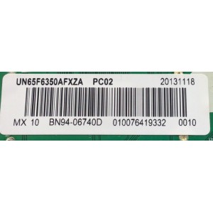 MAIN PARA TV SAMSUNG / NUMERO DE PARTE BN94-06740D / BN41-01958B / BN97-07704A / BN9406740D / 06740D / NUMERO DE PANEL CY-HF650CSAV1H / MODELO UN65F6350AFXZA 